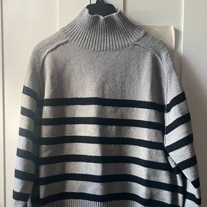 H&M Mock turtleneck sweater. Grey striped. Size large. Worn once.